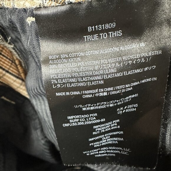 Volcom Womens Chino Pants Size 28 Tan Plaid High Waist Trousers Casual - Picture 16 of 16